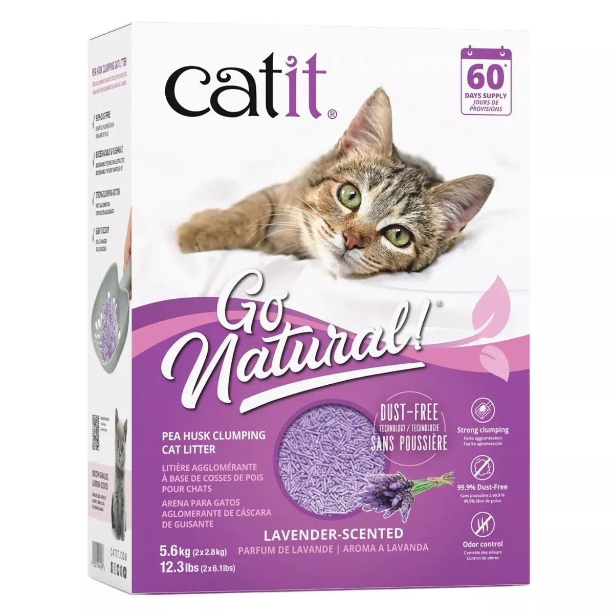 Catit Go Natural Pea Husk Clumping Cat Litter - Lavender Scented