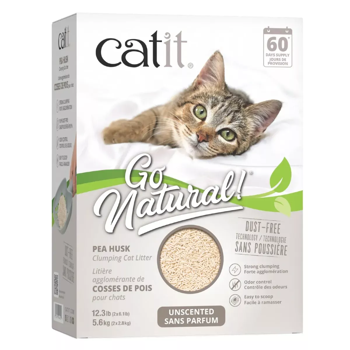Catit Go Natural Pea Husk Clumping Cat Litter - Unscented