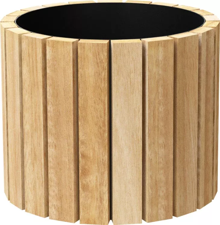 Cedar Slat Wood Planter W/Plastic Fabric Liner