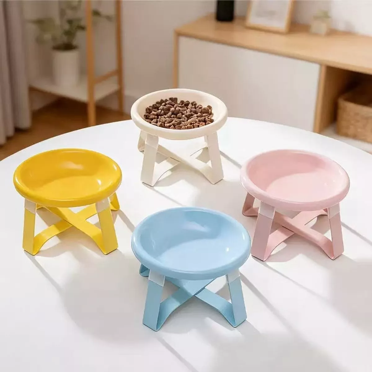 Ceramic Pet Bowl with Metal Stand