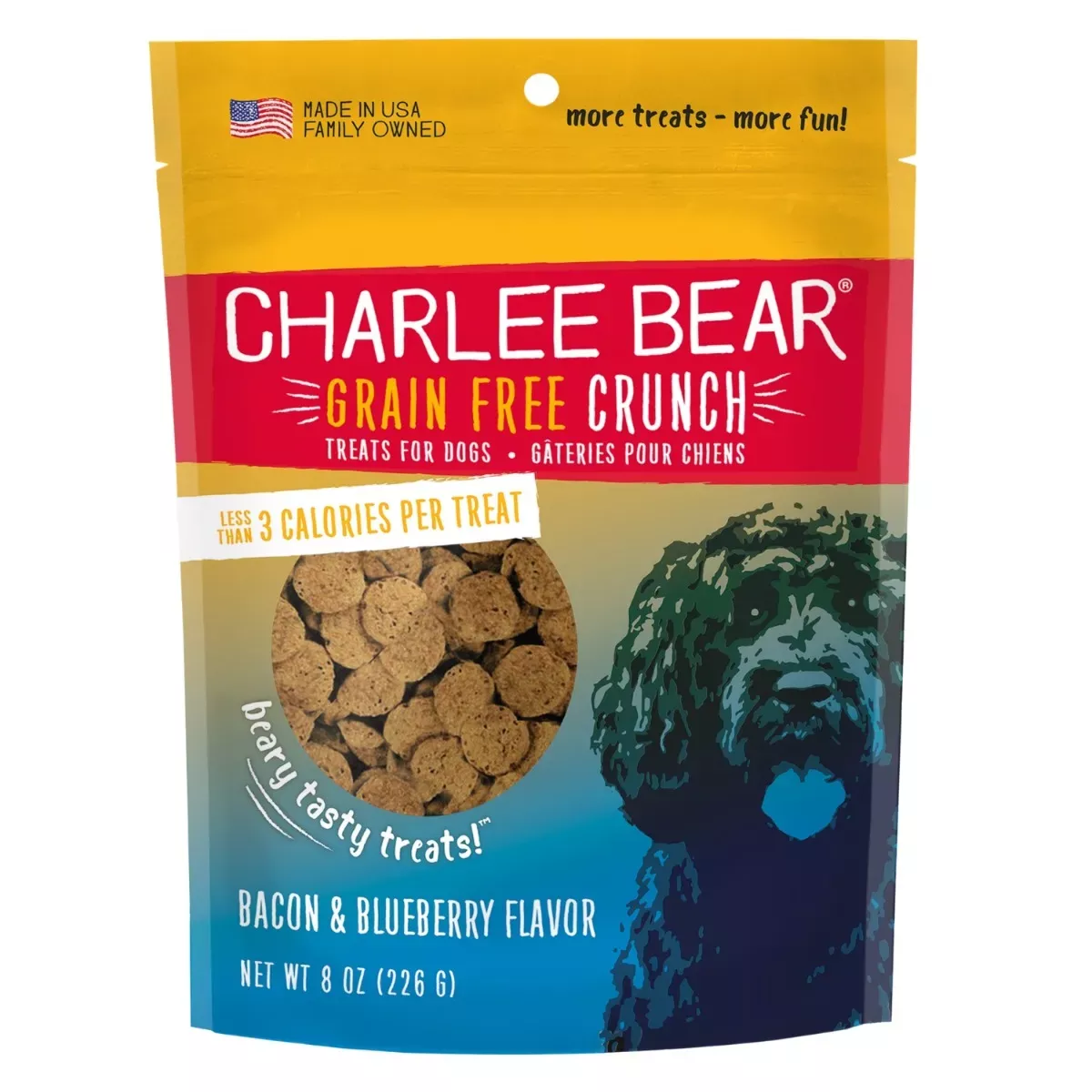 Charlee Bear Grain Free Crunch Dog Treats - Bacon & Blueberry