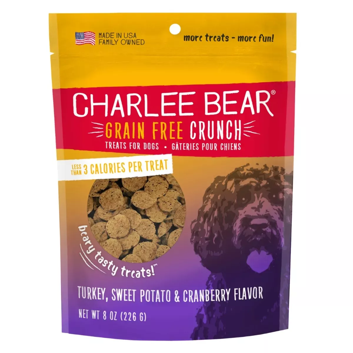Charlee Bear Grain Free Crunch Dog Treats - Turkey, Sweet Potato & Cranberry