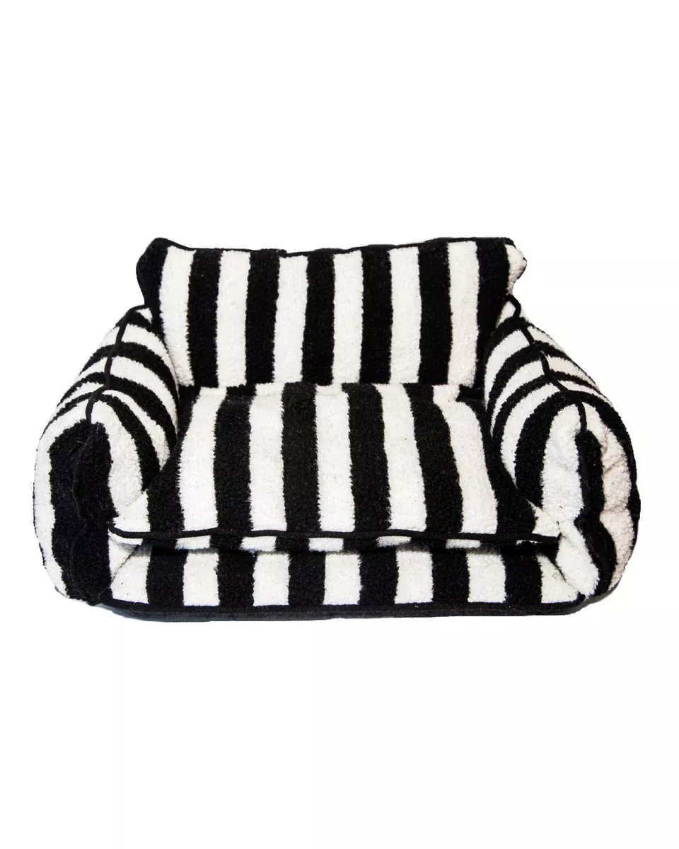 Chic Comfort Black and White Striped Sofa Dog Bed - Glow Pups