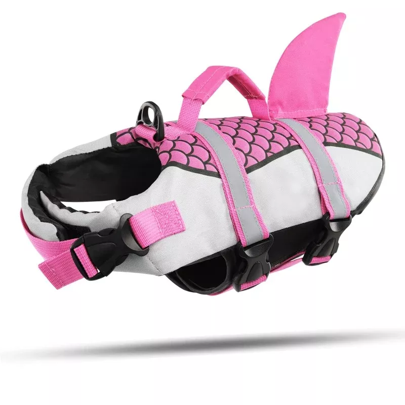 Cit toile Dog Wimming vest shark with handle and reflective life jacket for small medium and large dogs Dog Life Jacket Protect dogs while swimming in the sea/lake/river pink XS XS pink – Creating a Sanctuary for Your Pets and Visiting Wildlife