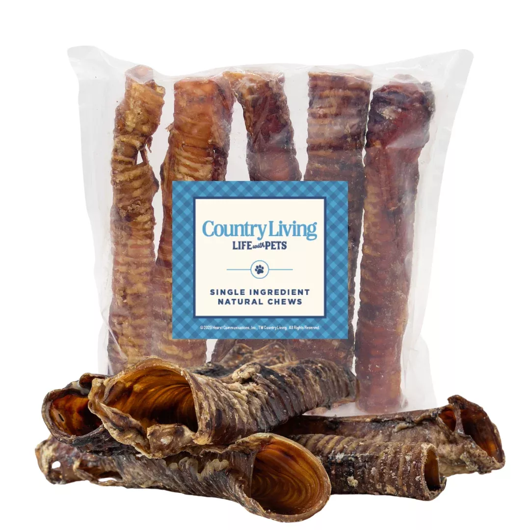Country Living All-Natural Beef Trachea Dog Treats, Protein-Packed Chews – 12 Inches (5-Pack)