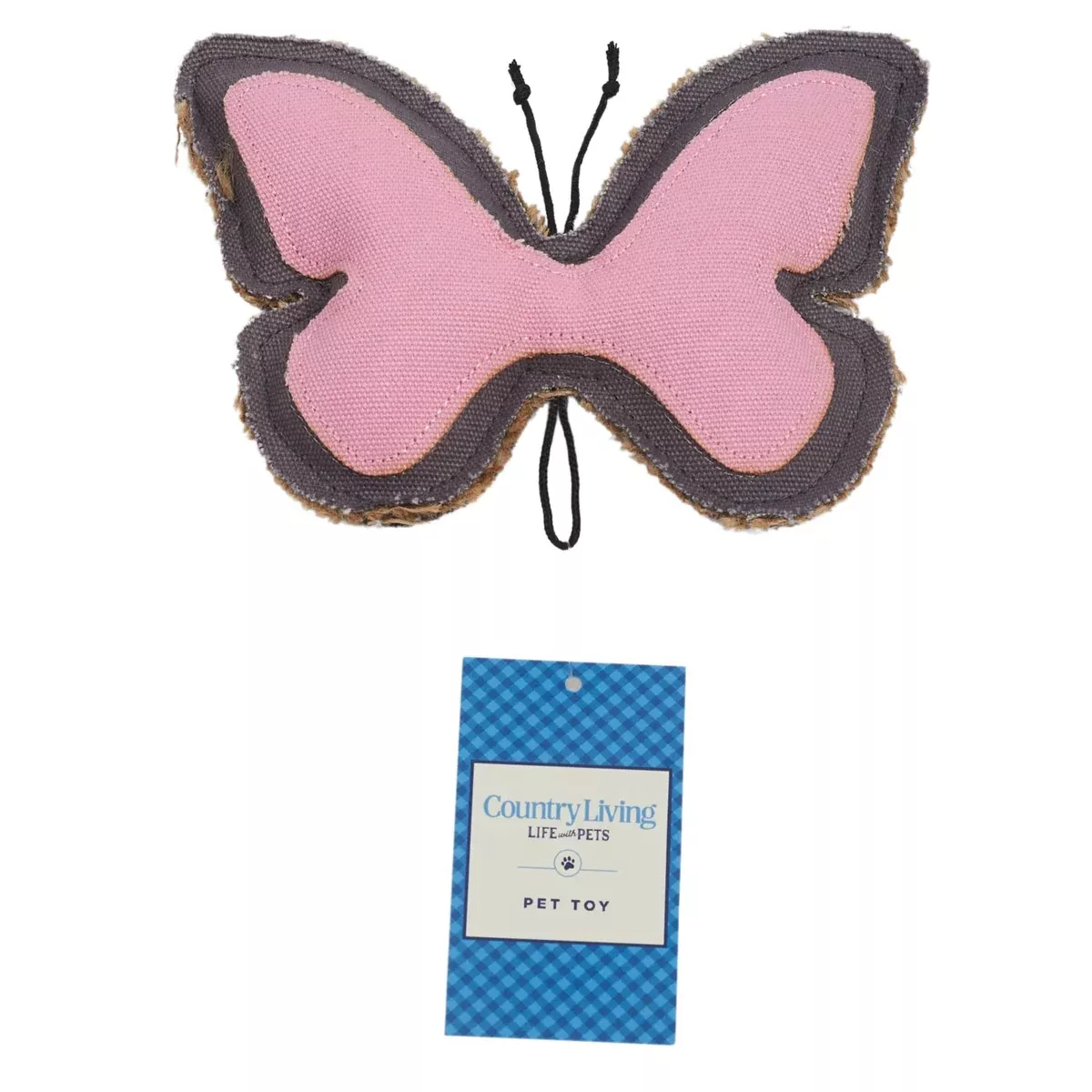 Country Living Canvas & Jute Butterfly-Shaped Dog Chew Toy – Durable, Safe and Non-Toxic