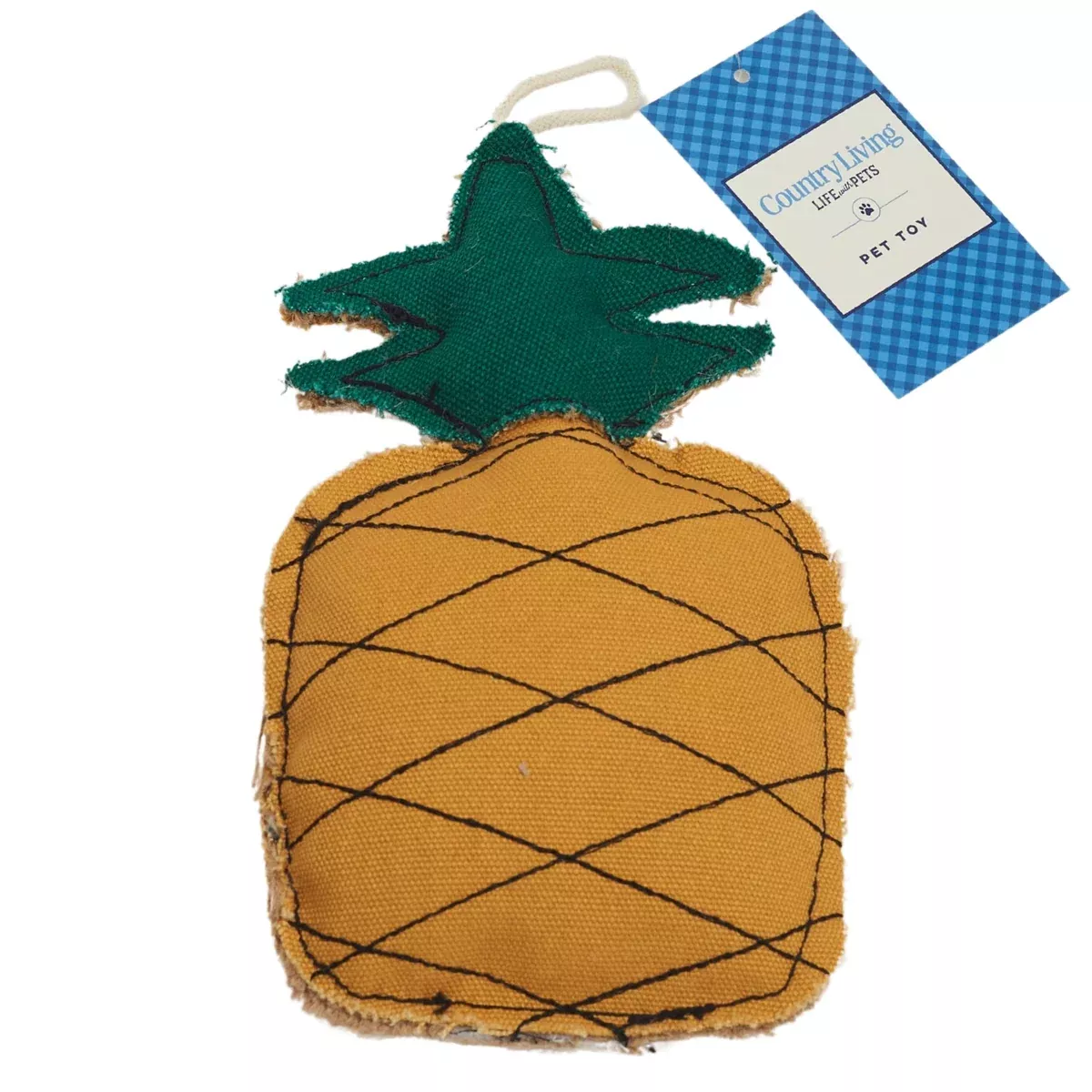 Country Living Canvas & Jute Pineapple-Shaped Dog Chew Toy – Durable, Safe and Non-Toxic