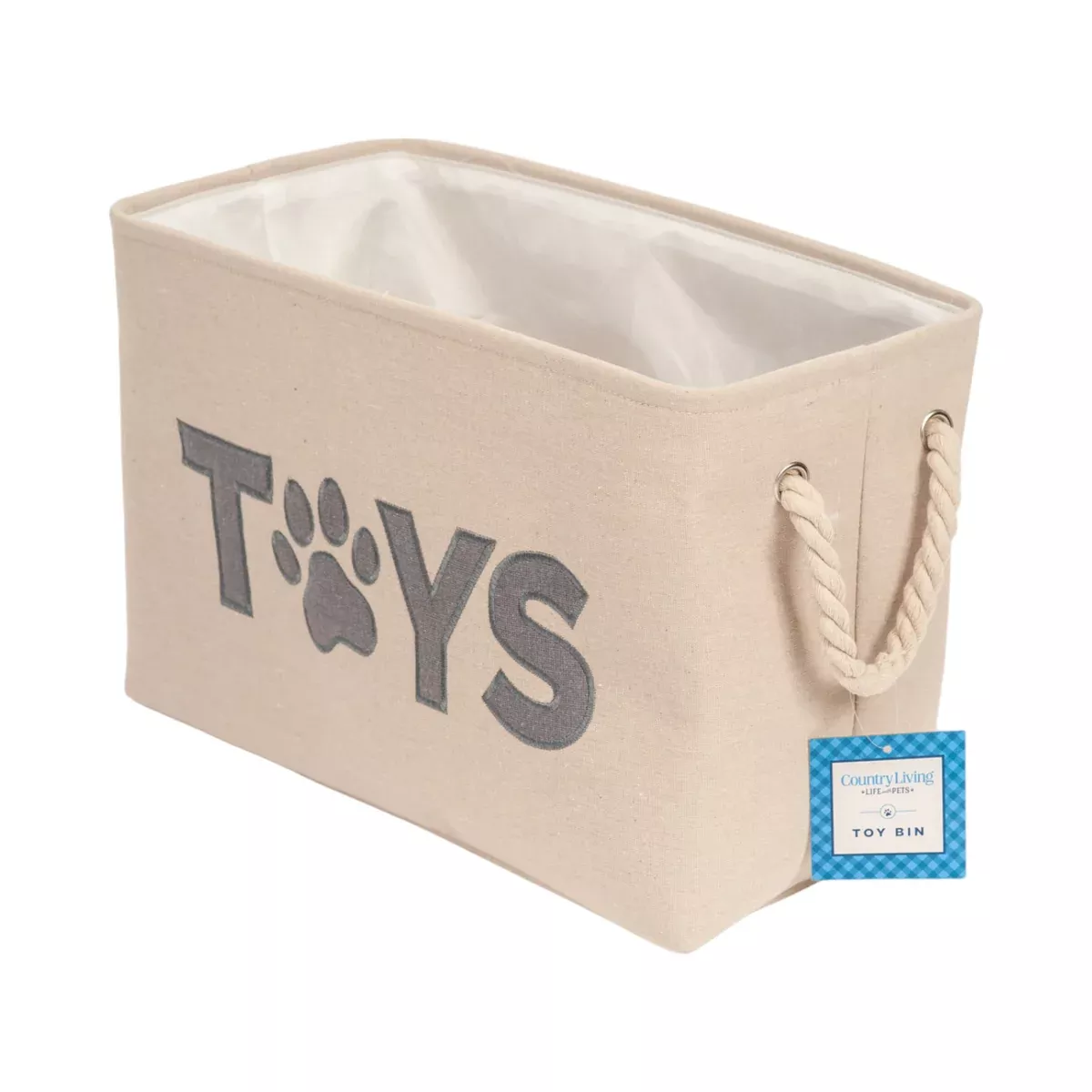 Country Living Foldable Fabric Dog Toy Storage Bin - Convenient Organizer for Pet Accessories