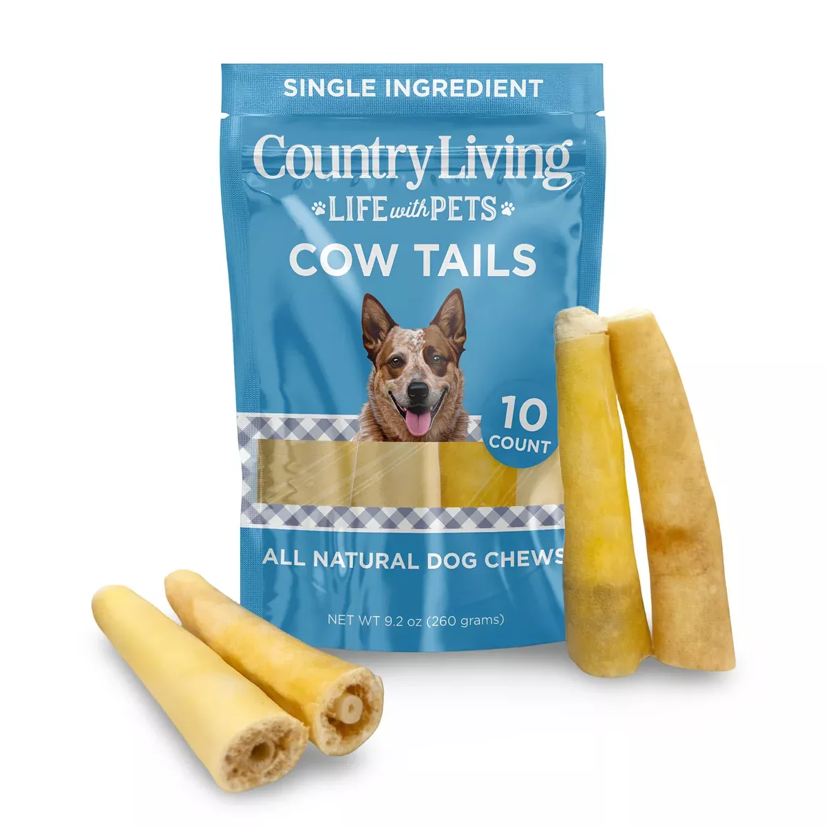 Country Living Natural Cow Ears Dog Chews – 10 Count Bag – All-Natural, Single-Ingredient, Long-Lasting Dog Chews – High-Protein, Low-Fat, Rawhide-Free – Supports Dental Health