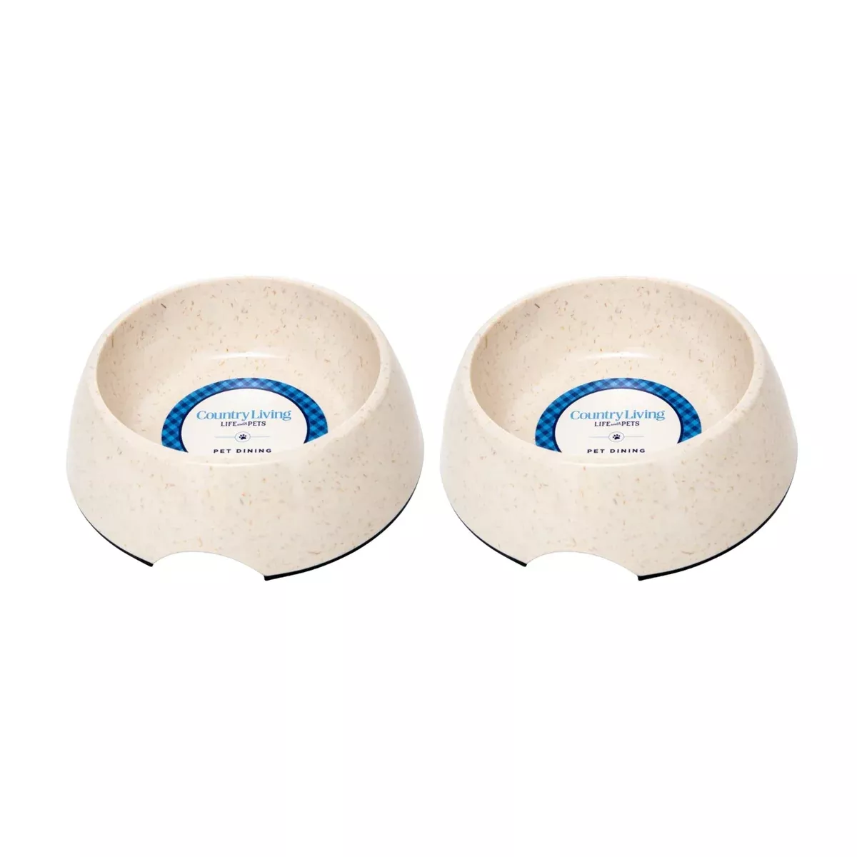 Country Living Set of 2 Natural Fiber Dog Bowls – White Swan