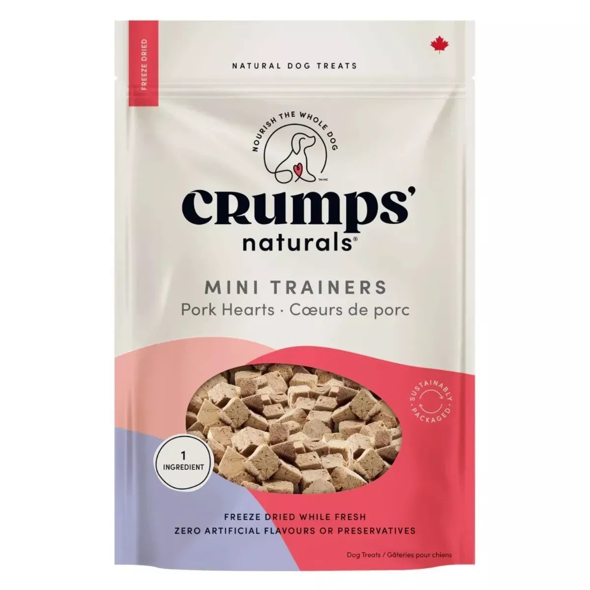 Crumps' Naturals Freeze-Dried Mini Trainers Dog Treats - Pork Hearts