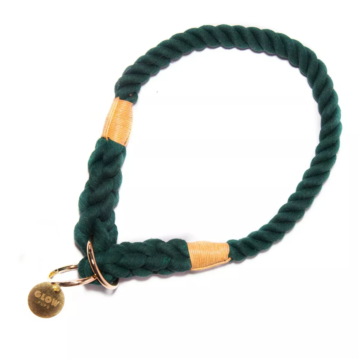 Dark Green Stylish Rope Slip Collar - Glow Pups