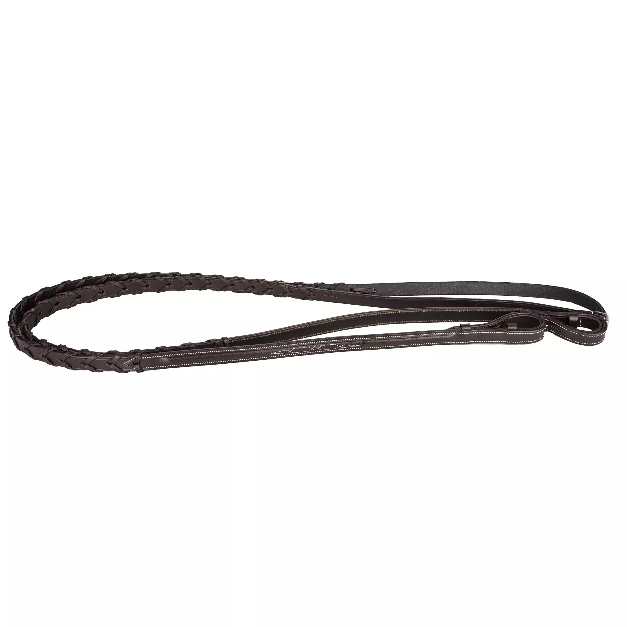 Davinci Fancy Raised Laced Reins Dark Brown 5/8In