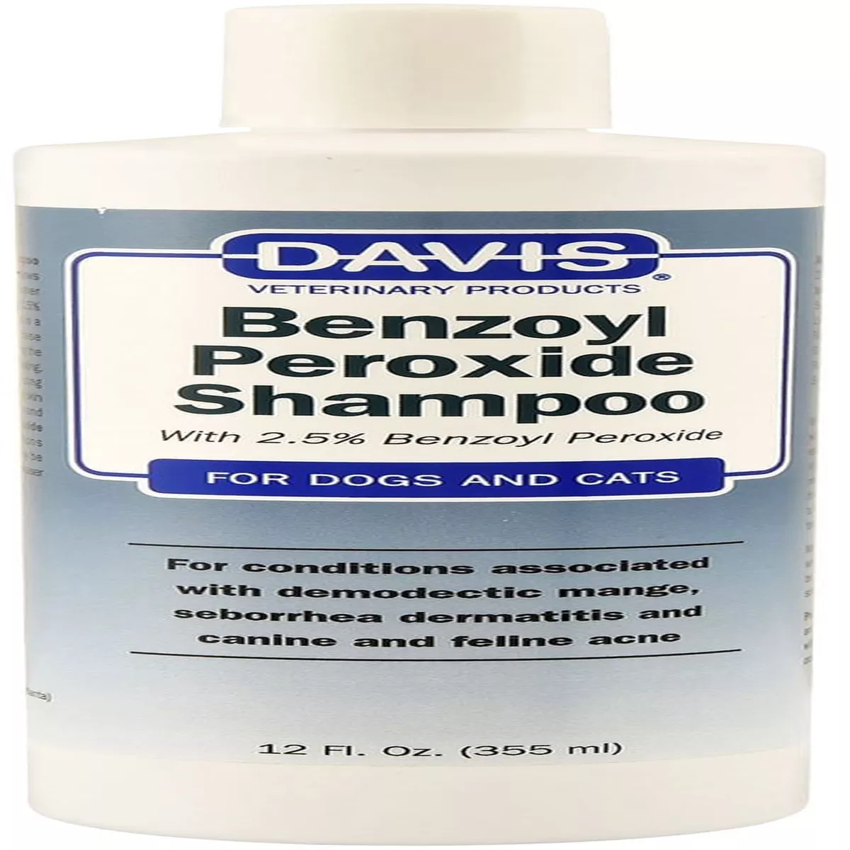 Davis 2.5% Benzoyl Peroxide Pet Shampoo Demodectic Mange, Seborrhea & Acne Relief