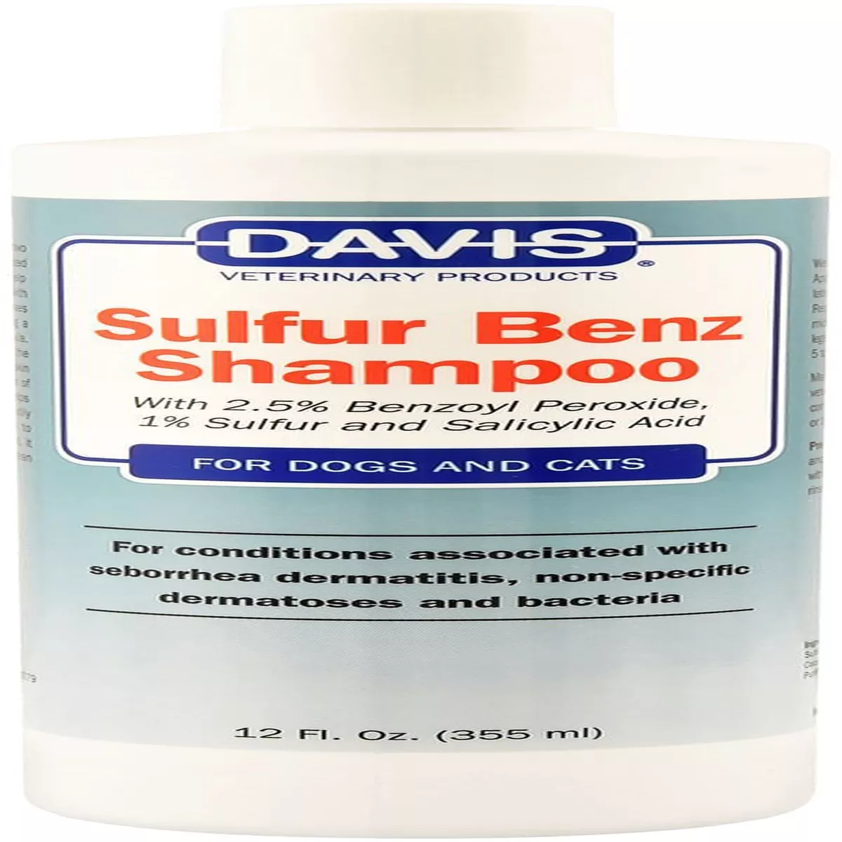 Davis Sulfur Benz (Benzoyl Peroxide) Pet Shampoo for Dermatitis & Dry Skin