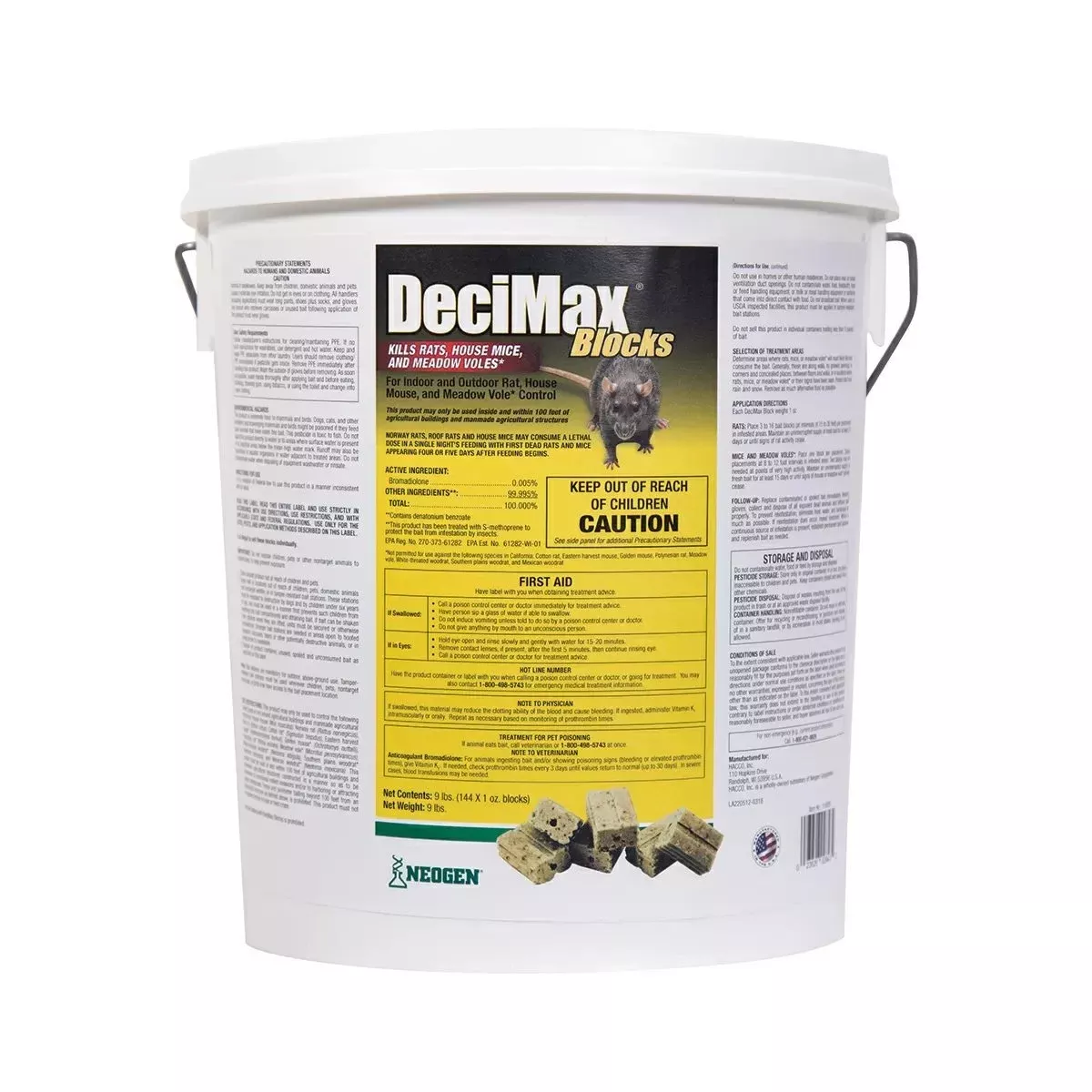 DeciMax Rodenticide Bait Blocks – 9 lb Pail