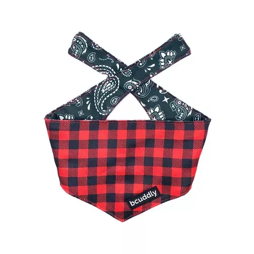 Dog Bandana – Red Plaid Classic / Black Paisley