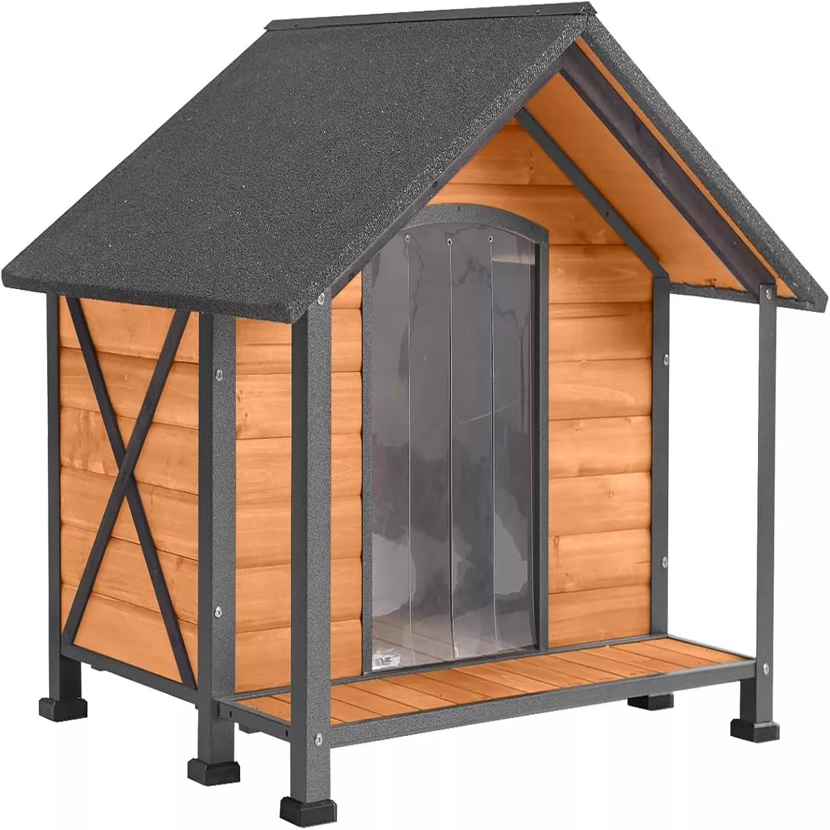 Dog House Outdoor & Indoor Unique All-Around Iron Frame Dog Kennel for Winter with Raised Feet for Small & Medium & Large Dogs,Weatherproof Roof (41.6 L41.4W34.1H)