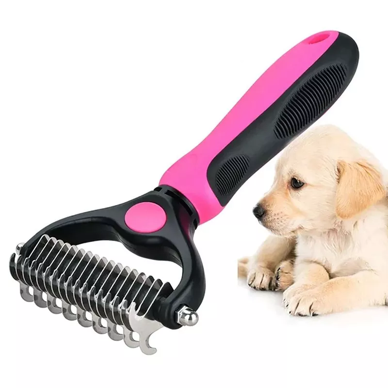 Double Sided Shedding and Dematting Rake Comb for Dogs & Cats