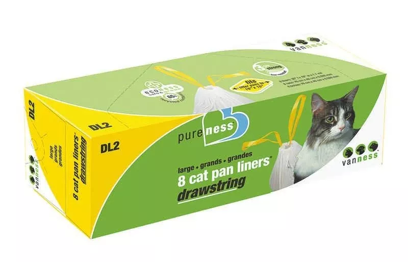 Drawstring Cat Litter Pan Liners LG-8pack Ivory