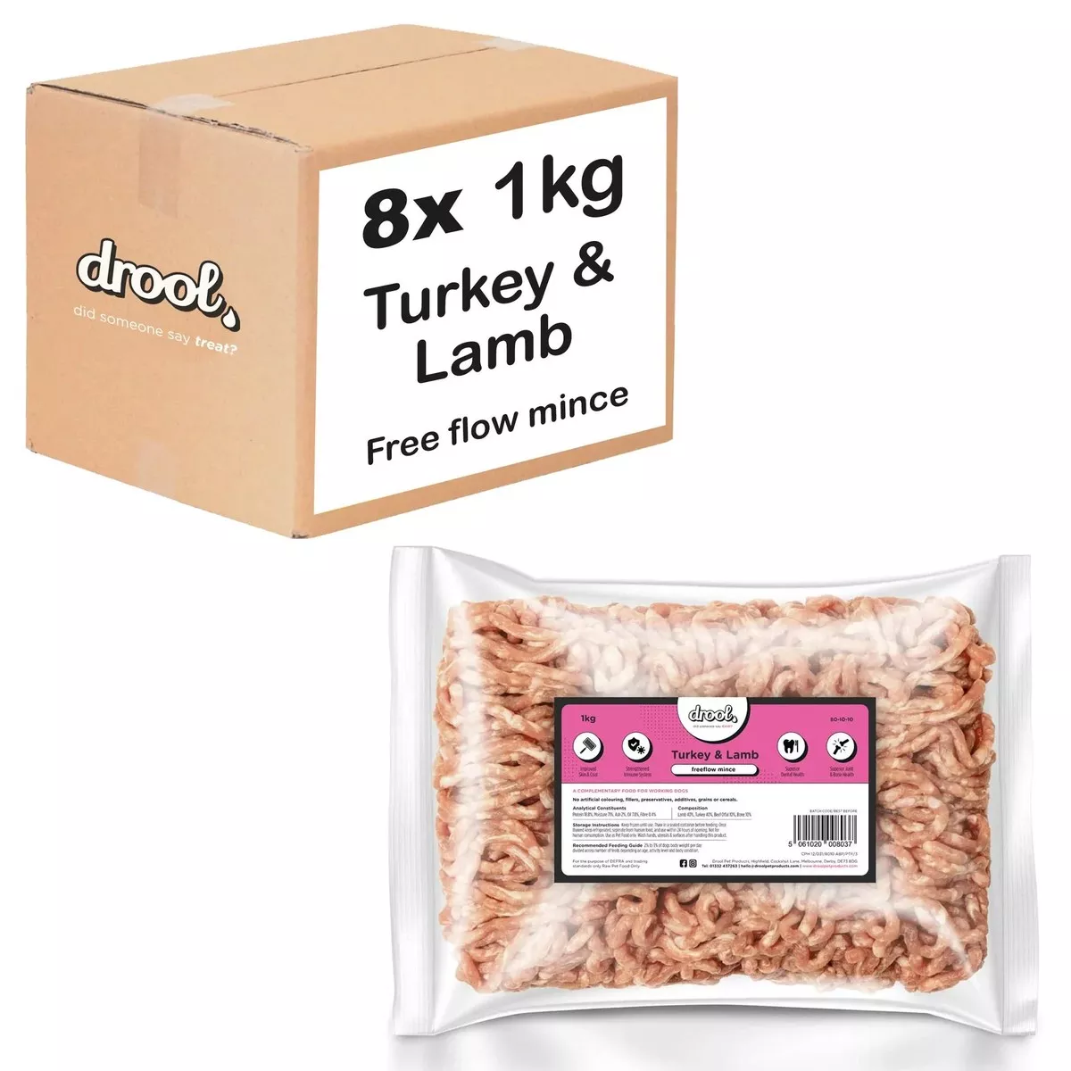 Drool Mince Freeflow Turkey & Lamb 1kg