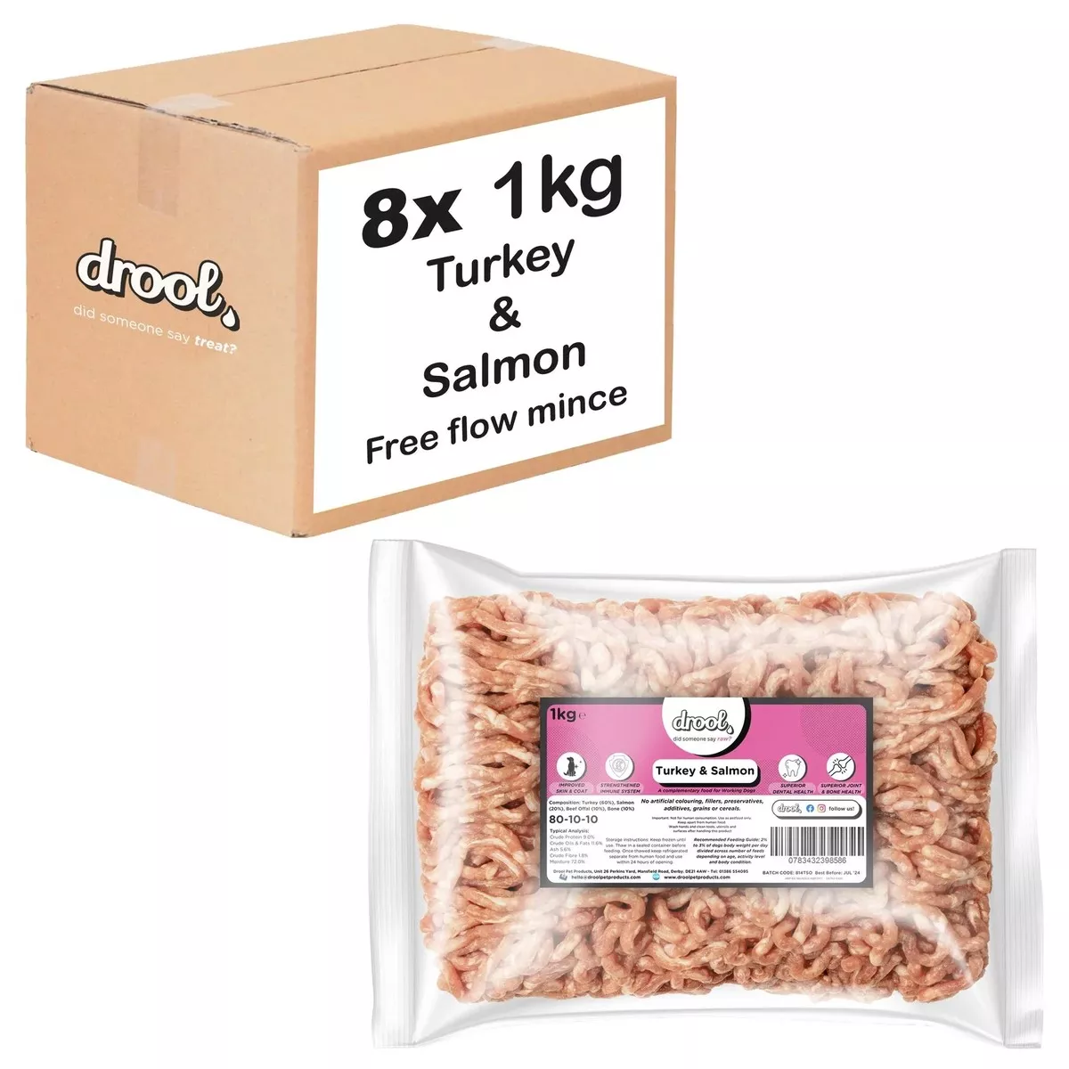 Drool Mince Freeflow Turkey & Salmon 1kg