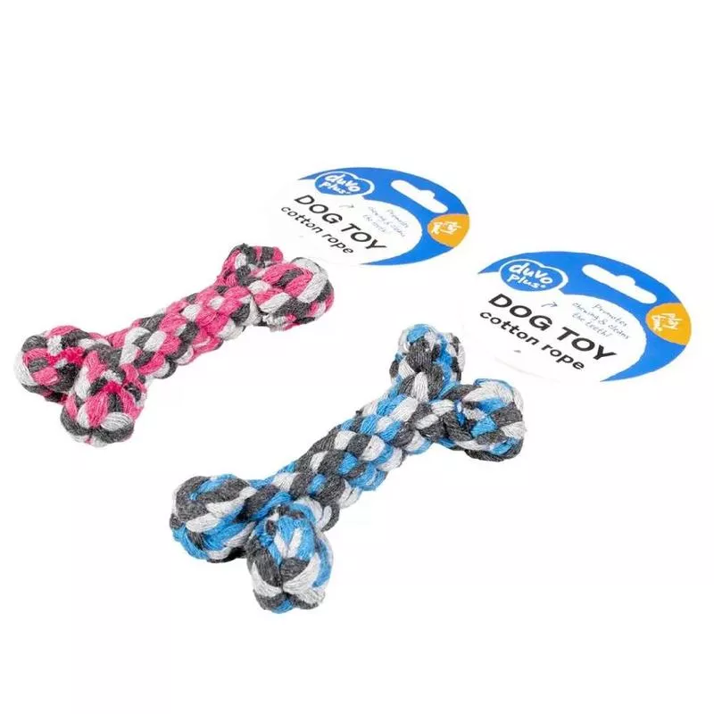 Duvo – Knotted Cotton Bone – 8cm Per pc. (Blue/Pink)
