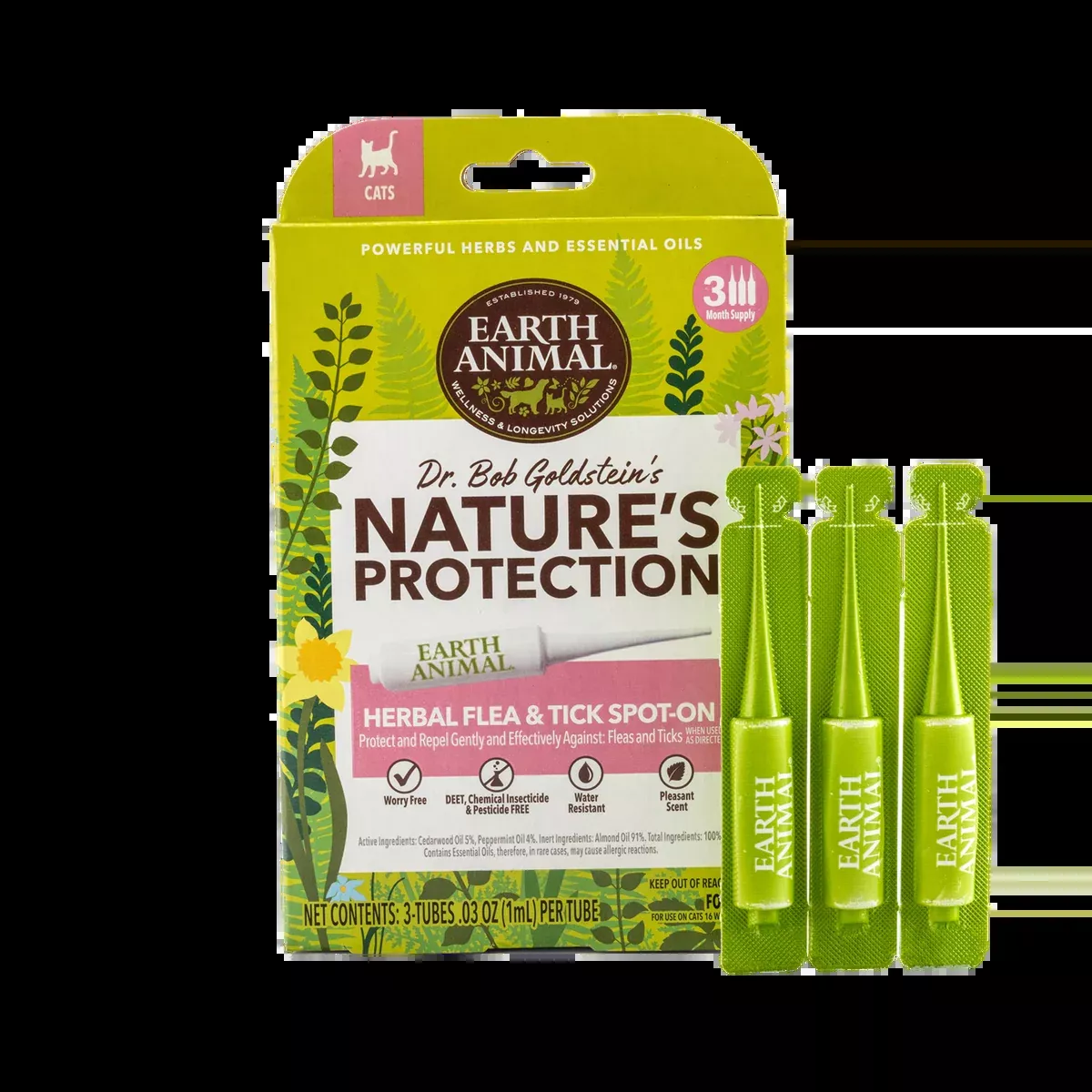 Earth Animal Nature’s Protection™ Flea & Tick Herbal Spot-On For Cats