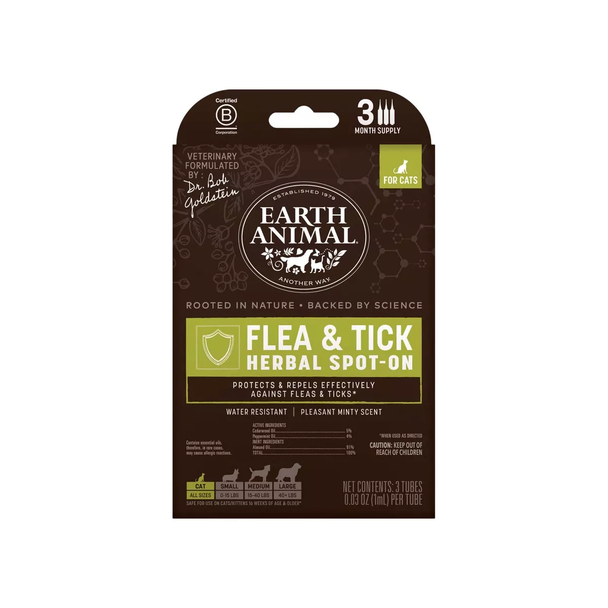 Earth Animal Nature's Protection Flea & Tick Spot On for Cats