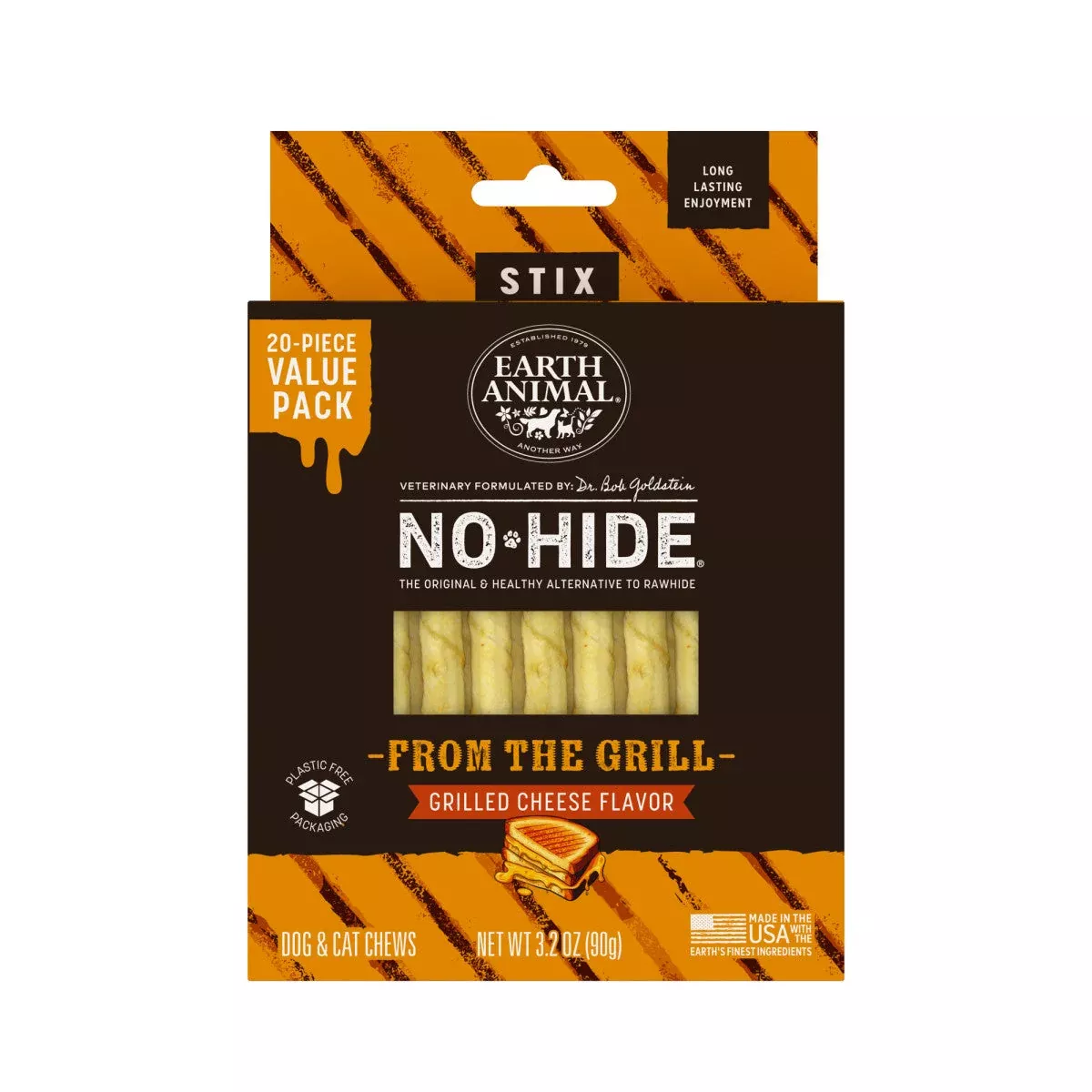 Earth Animal - No Hide Stix in Grilled Cheese Flavor 20ct