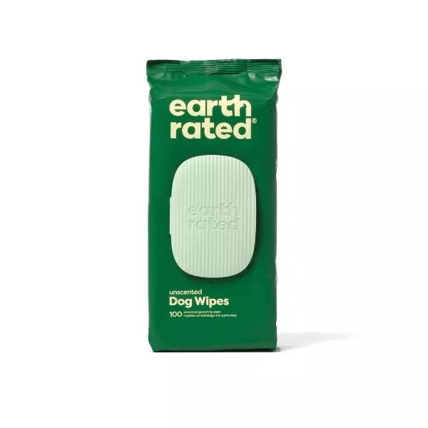 Earth Rated Certified Biobased Dog Wipes - Unscented - 100 Pack