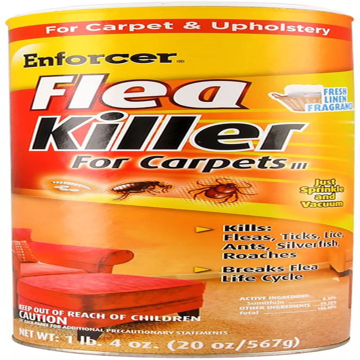 Enforcer Flea Killer for Carpets, Powder, 20 oz