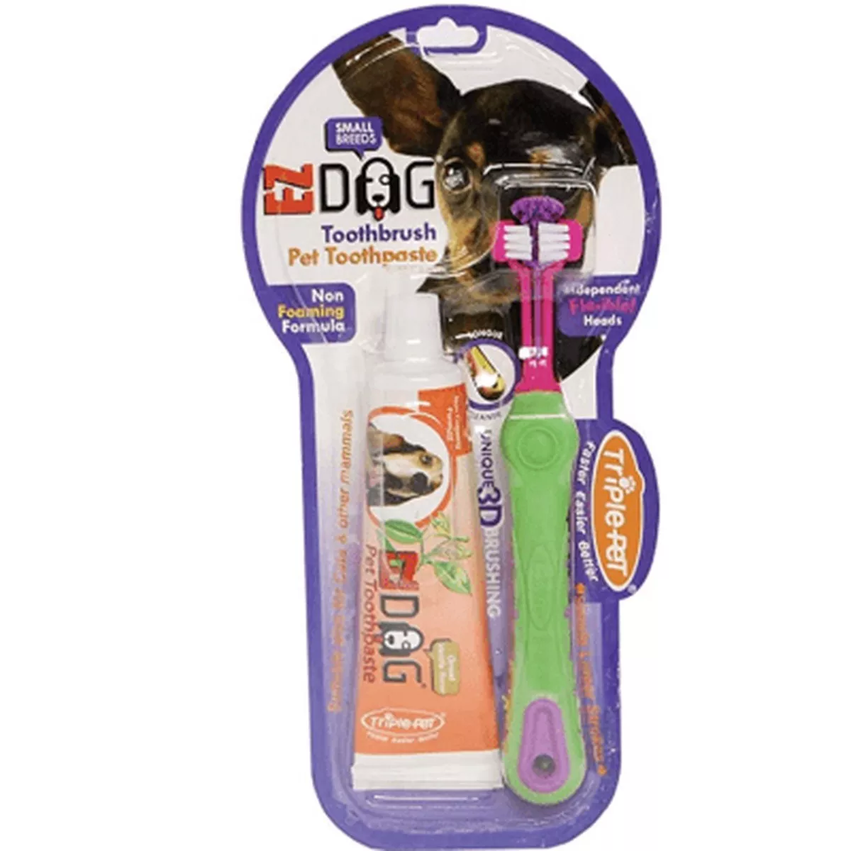 Enviro Fresh Triple-Pet EzDog Small Breed Toothbrush Kit with Pet Toothpaste