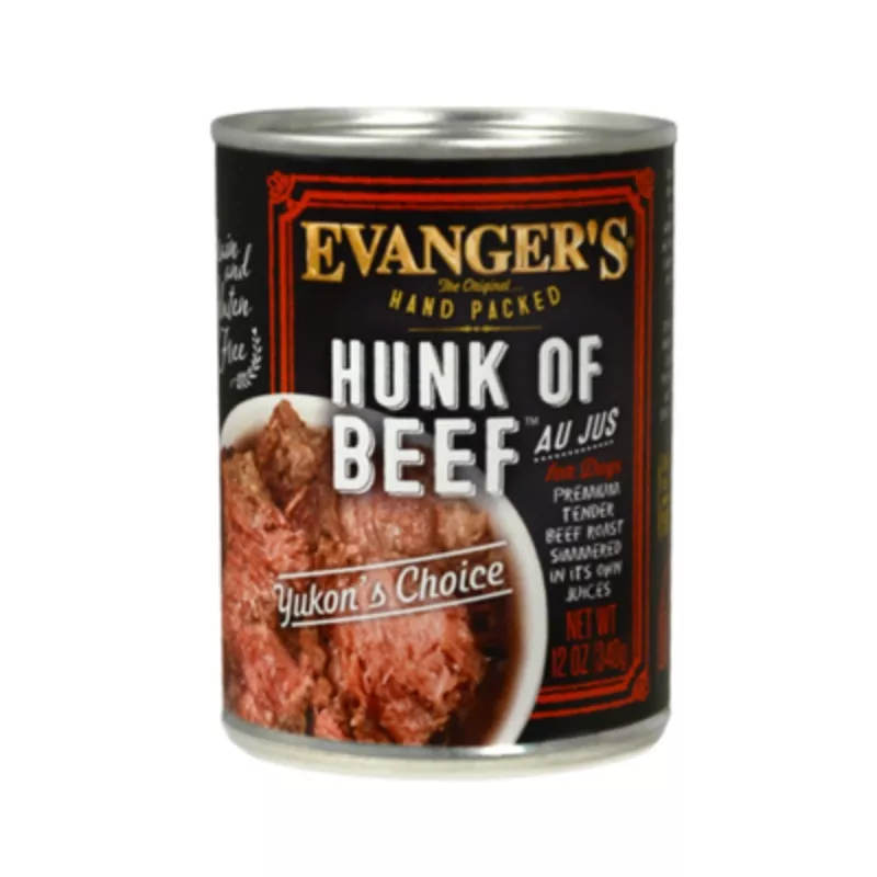 Evanger’s Hand Packed Hunk Of Beef Wet Food Topper, 12-oz, Case Of 12