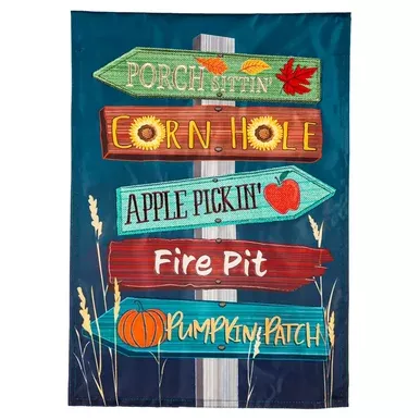 Evergreen Enterprises Fall Signs Applique Garden Flag – 12-1/2″