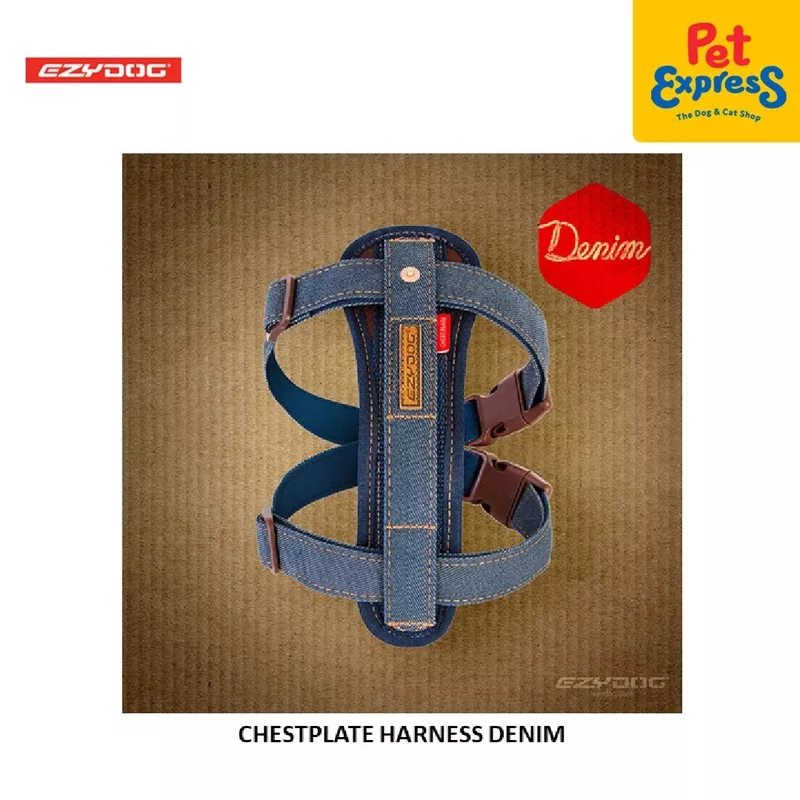 EzyDog Chestplate Dog Harness Small Denim
