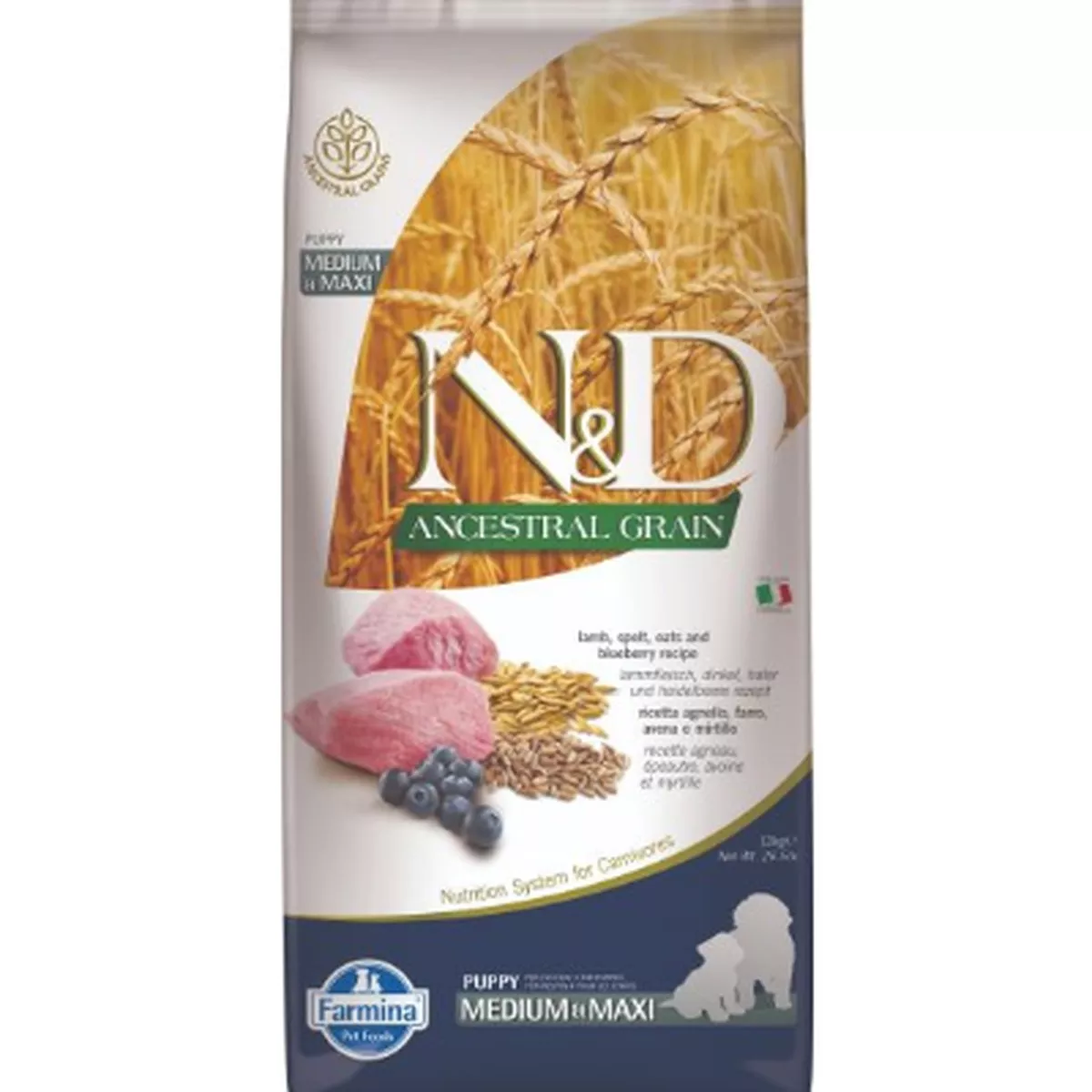 Farmina N&D Ancestral Grain Lamb and Blueberry Med/Maxi Puppy Food