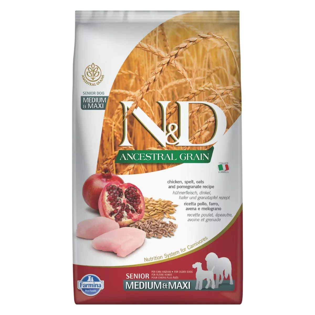 Farmina N&D Ancestral Grain Medium & Maxi Senior Dog Food - Chicken & Pomegranate