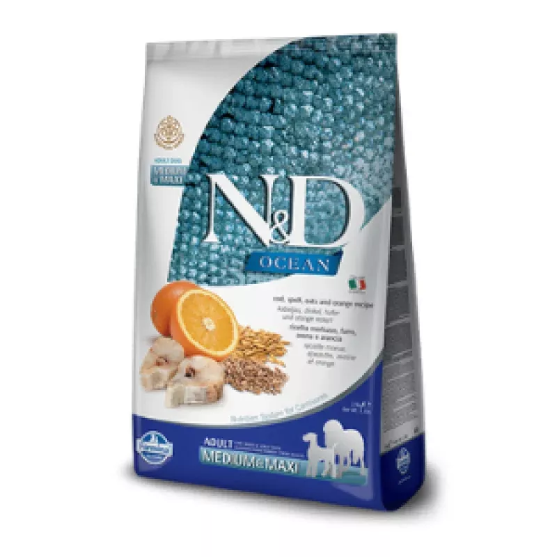 Farmina N&D Ocean Codfish & Orange Ancestral Grain Medium & Maxi Adult Dry Dog Food