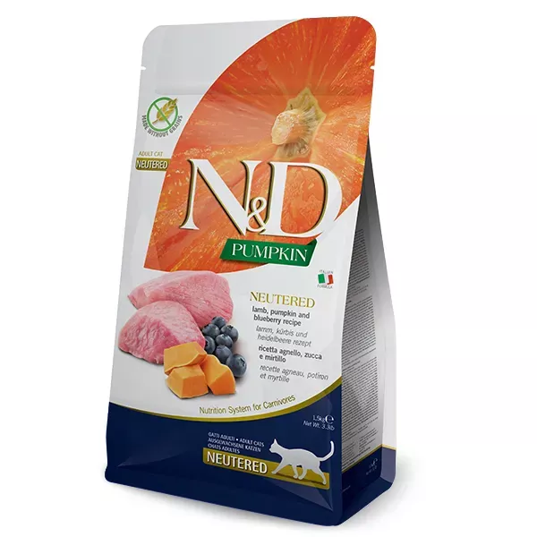 Farmina N&D Pumpkin Functional Feline Adult Neutered Cat Food - Lamb, Pumpkin and Blueberry Recipe