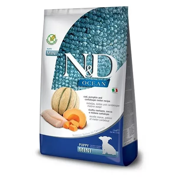 Farmina Natural & Delicious Ocean Canine Puppy Mini Dog Food Formula - Cod, Pumpkin and Cantaloupe Melon
