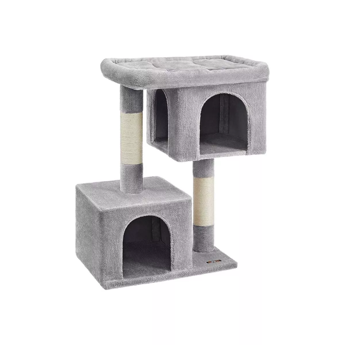 Feandrea Cat Tree Tower With 2 Cat Caves Light Grey 68x48x101cm