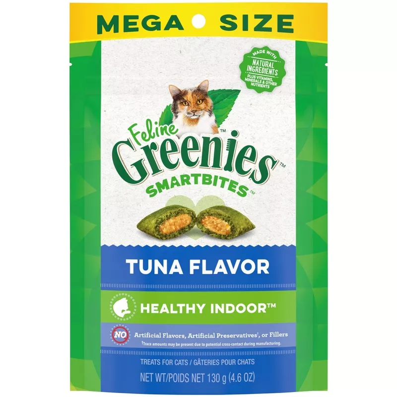 FELINE GREENIES SMARTBITES HEALTHY INDOOR Natural Treats for CatsTuna Flavor4.6 oz. Pouch