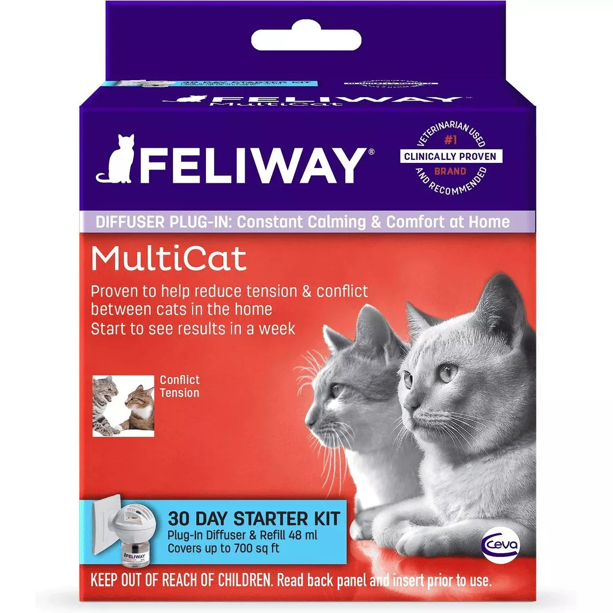 Feliway MultiCat 30 Day Starter Kit Calming Diffuser for Cats