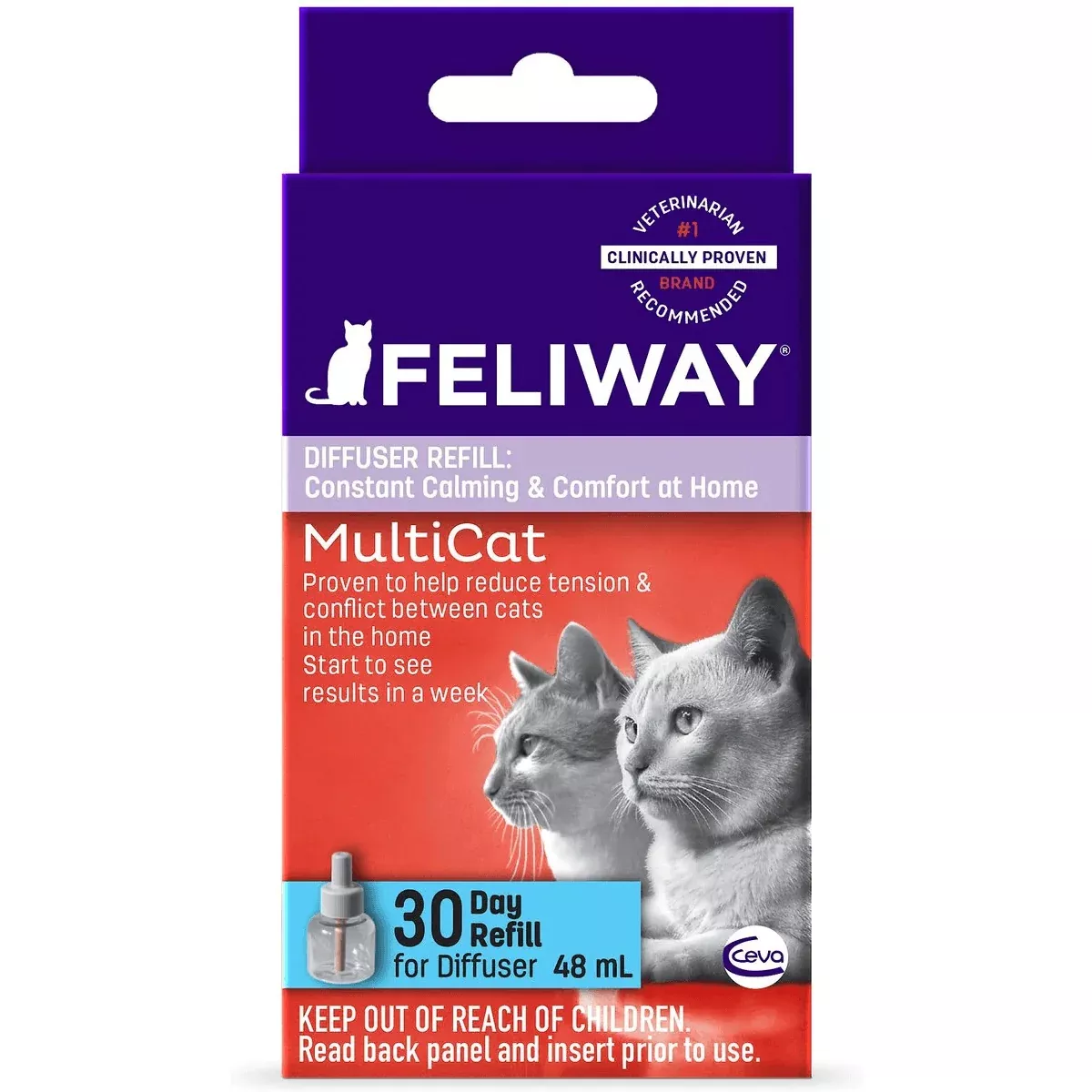 Feliway MultiCat Calming Diffuser Refill for Cats, 30 day