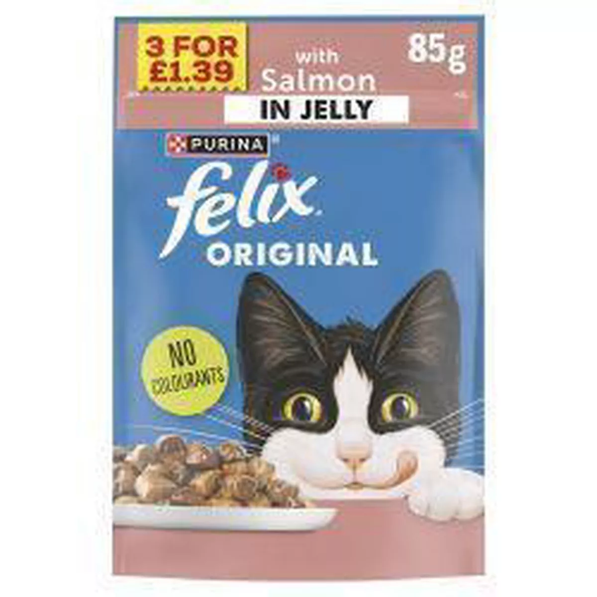 FELIX ORIGINAL Salmon In Jelly Wet Cat Food Price Marked, 3 for 1.39 85g