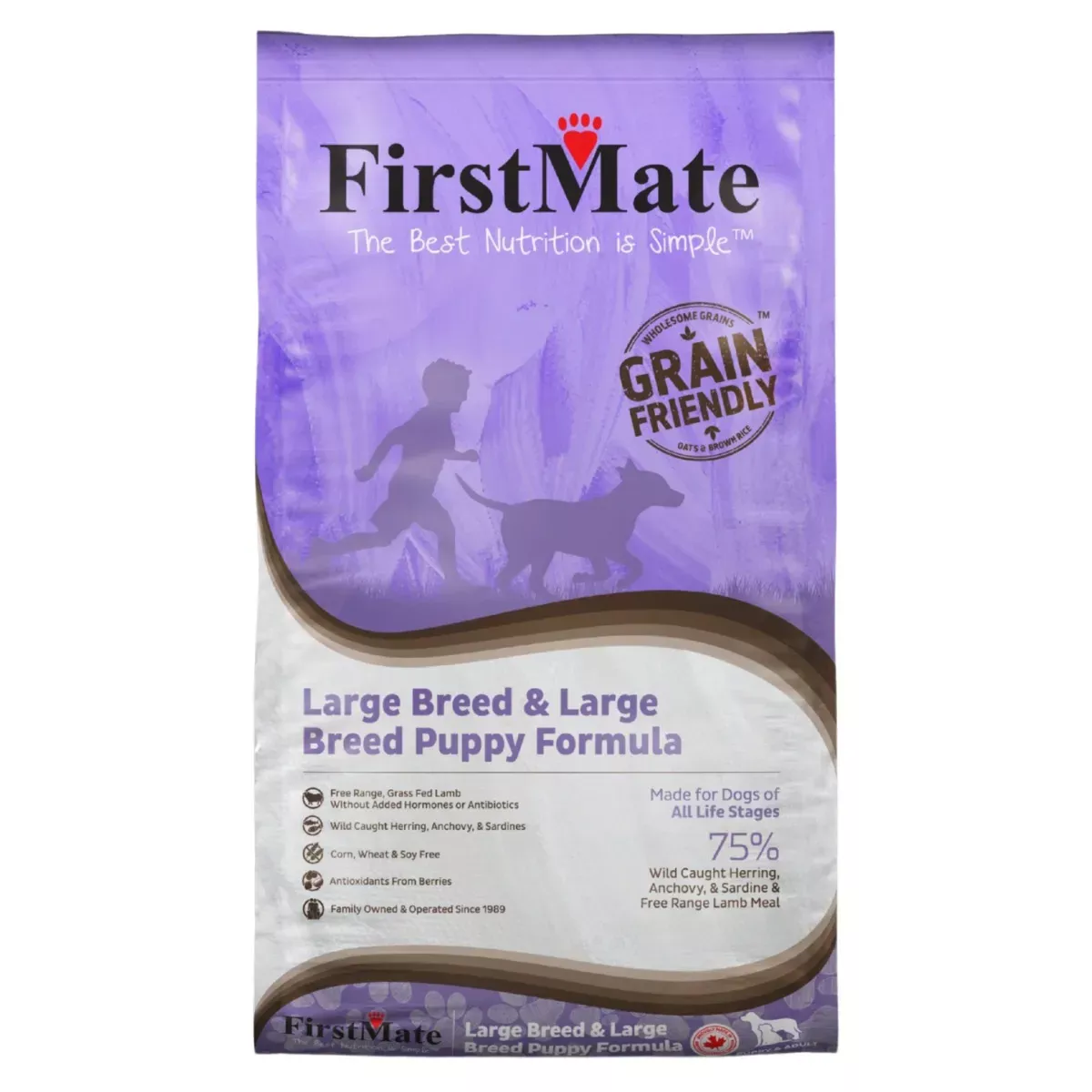 FirstMate Grain-Friendly Large Breed Dry Puppy & Dog Food - Wild Pacific Fish Meal & Lamb
