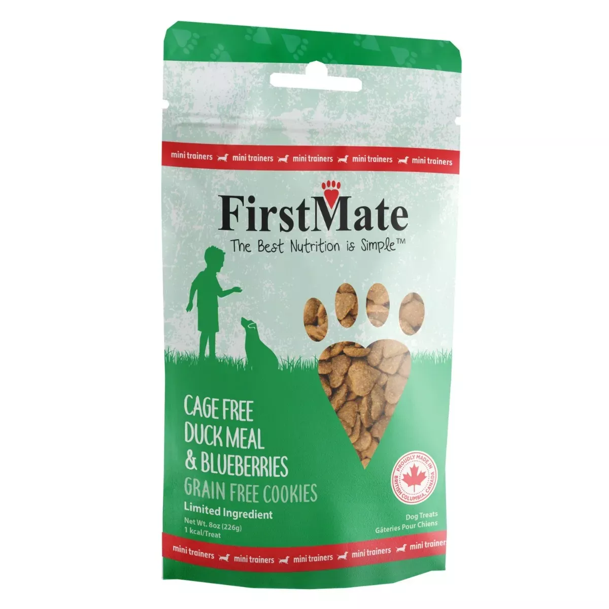 FirstMate Mini Trainers Dog Treats - Cage Free Duck Meal & Blueberries