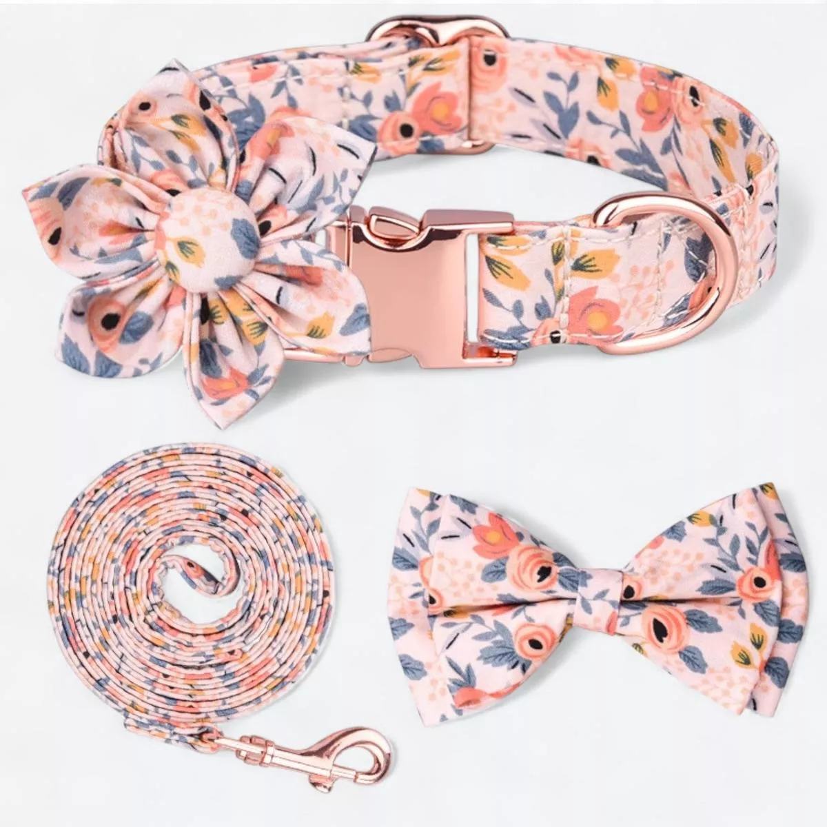 Flower Decorative Dog Collar Leash Set