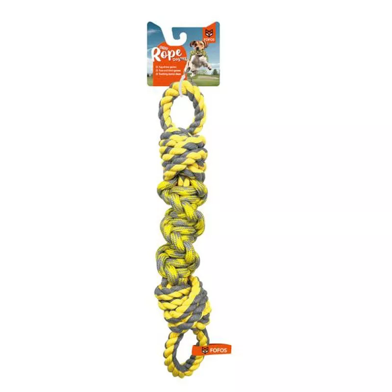 FOFOS Flossy Rope Tug Yellow/Green Dog Toy